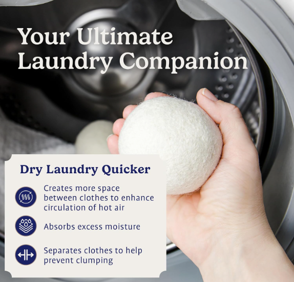 Cozycache Natural Fabric Softener Laundry Wool Dryer Balls