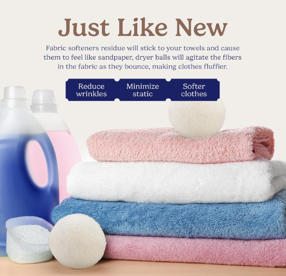 Cozycache Natural Fabric Softener Laundry Wool Dryer Balls